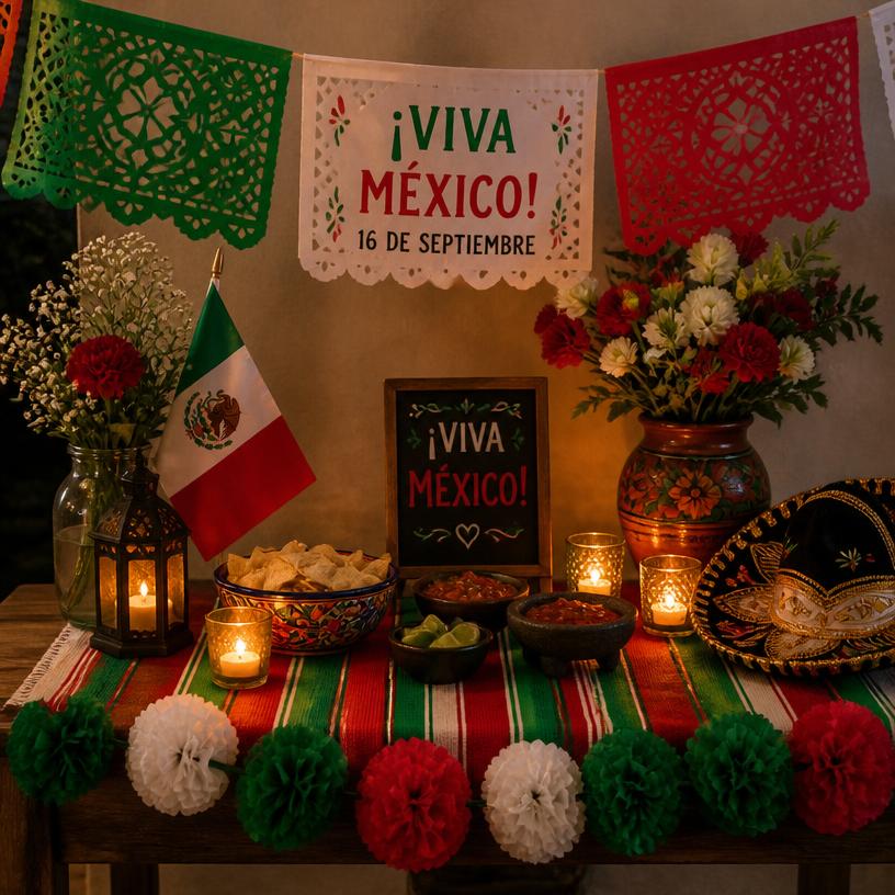 Mesa temática del Día de la Independencia de México